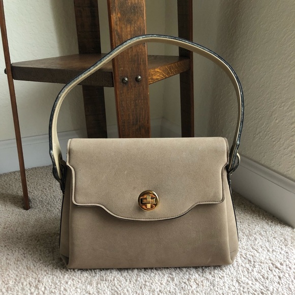 Vintage Handbags - Vintage Meyers Suede Tan Handbag